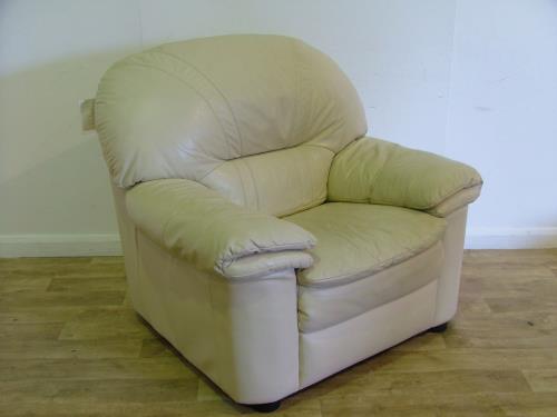 Cream Leather Armchair