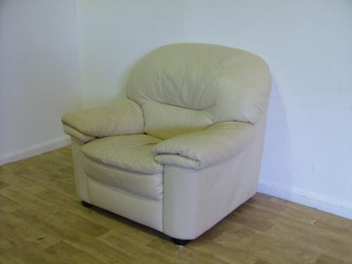 Cream Leather Armchair