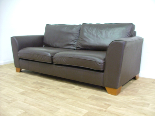 M & S Three Seat Leather Sofa