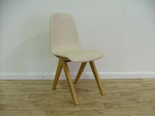 Cream Leather Dining Chair #3