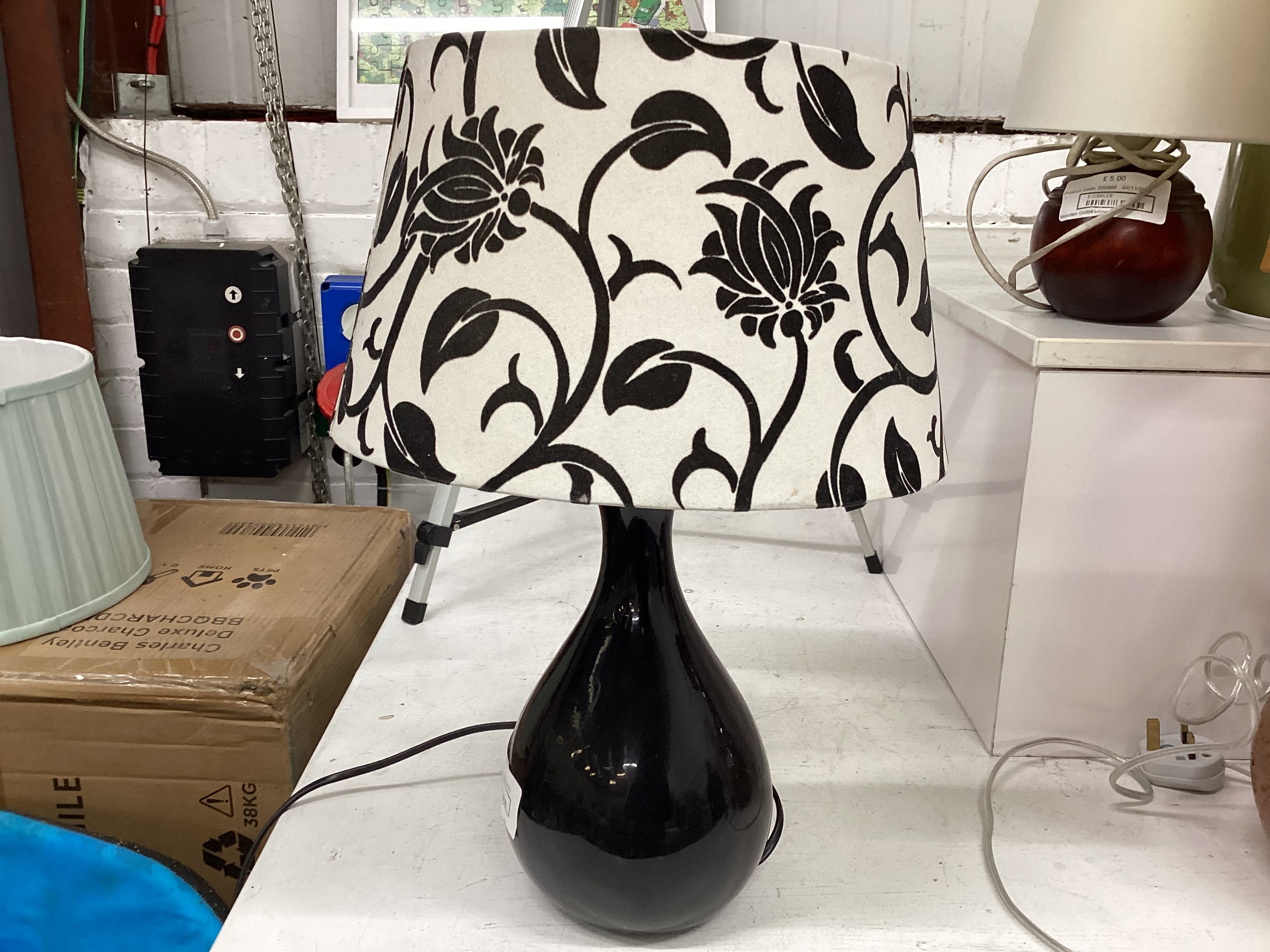Black & White Floral Lamp