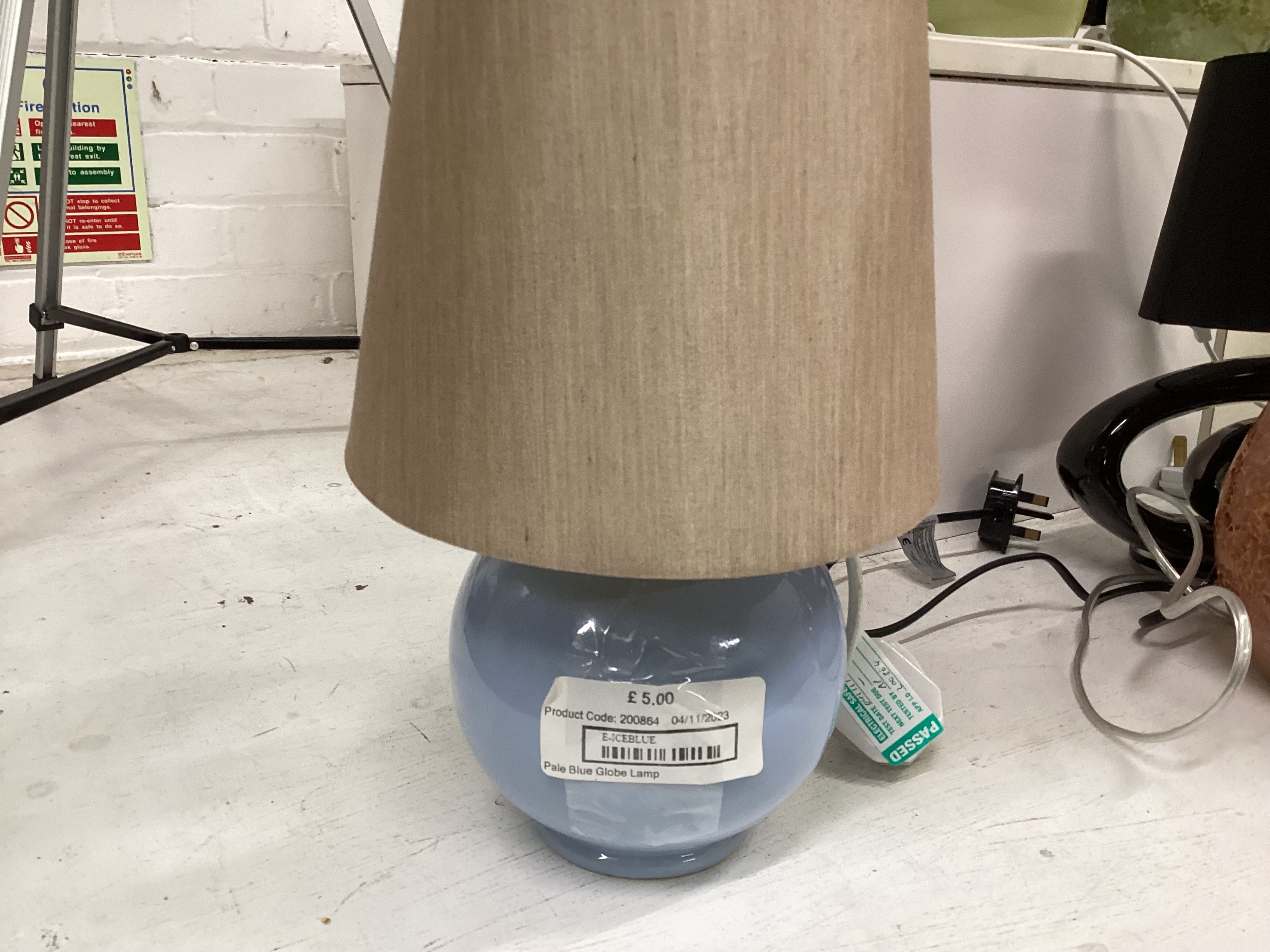 Small Pale Blue Globe Lamp