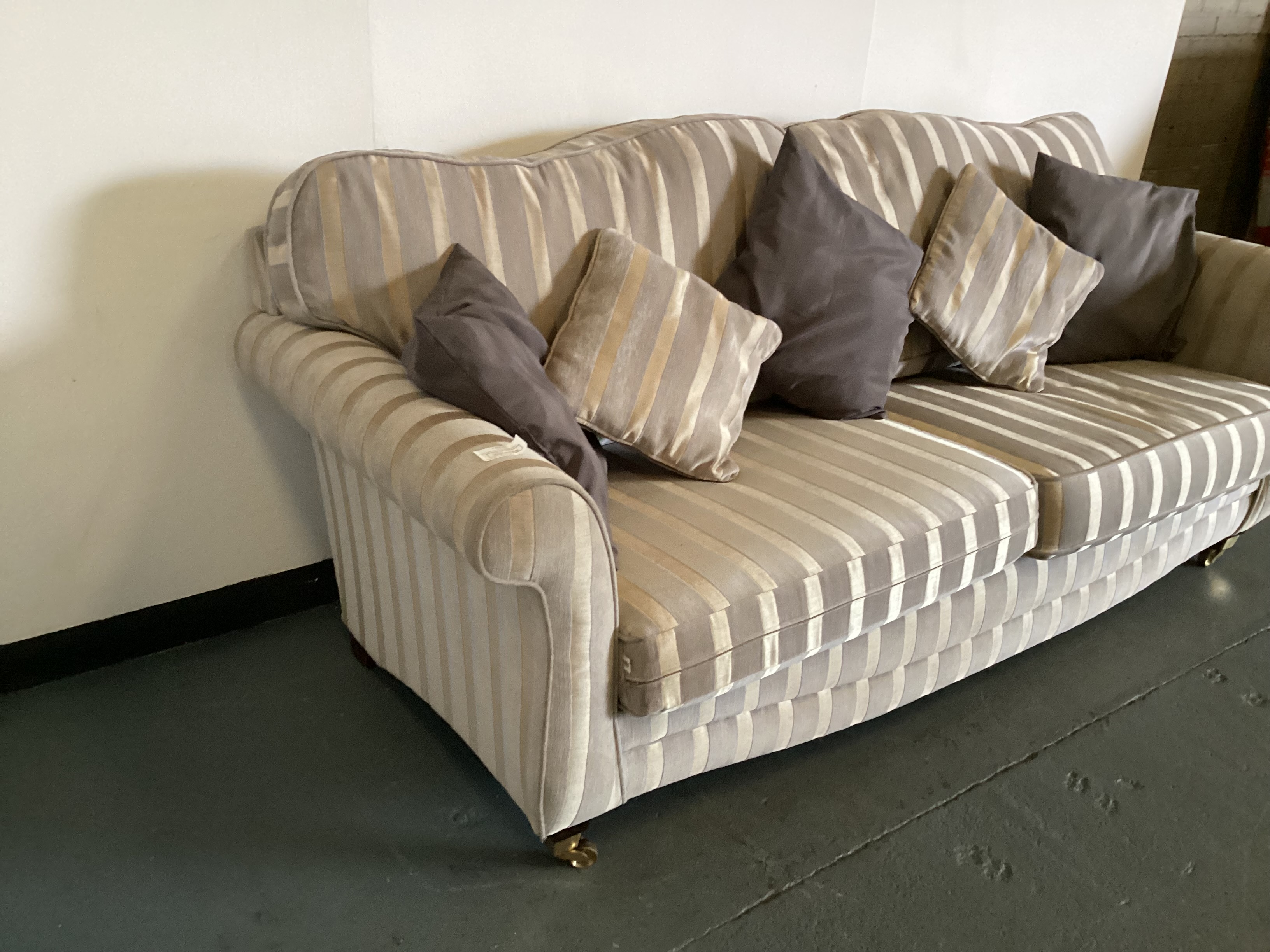  Cream/Gold 3 Seater Sofa