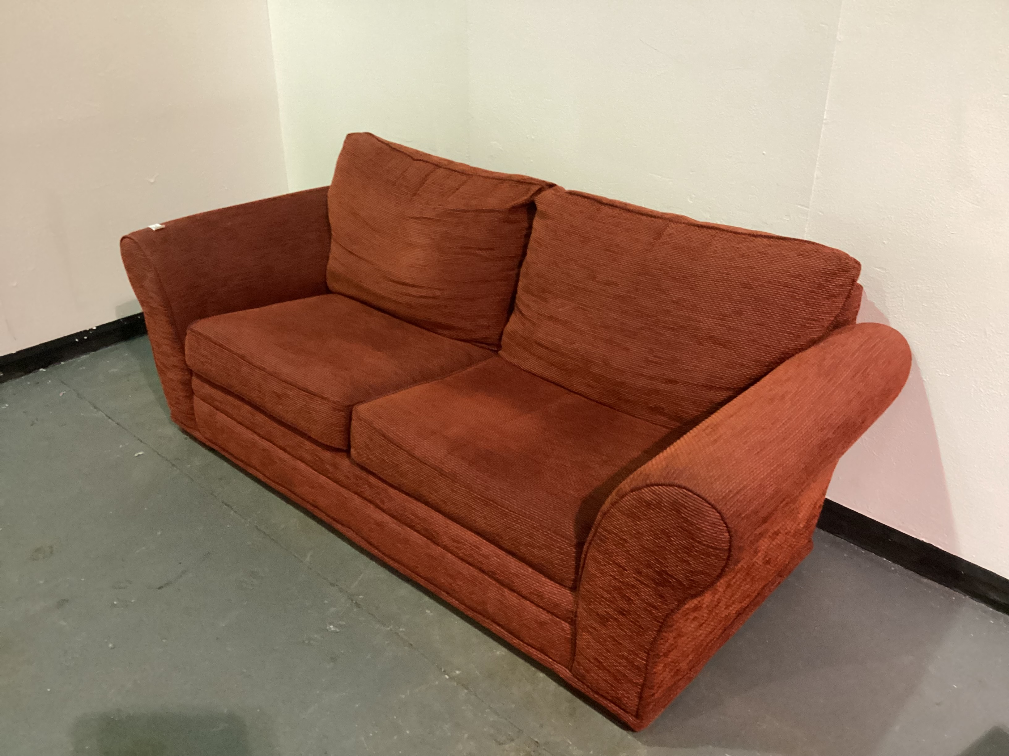 Large Red 3 Seater Fabric Sofa 